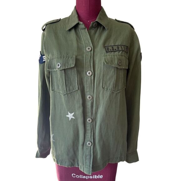 Rails LOREN SHIRT JACKET Military Olive Green size XS Button Down Linen Blend - Picture 6 of 13